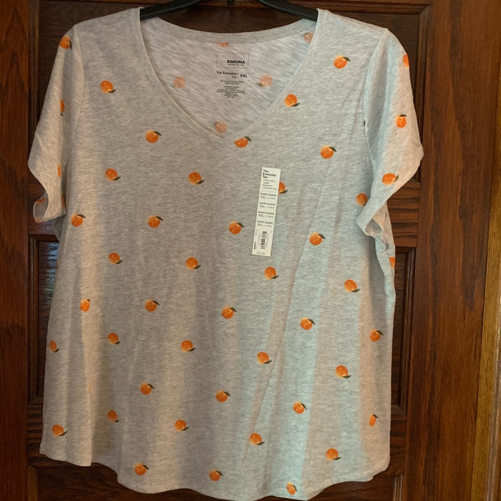 Sonoma Everyday Peach Print Tee NWT